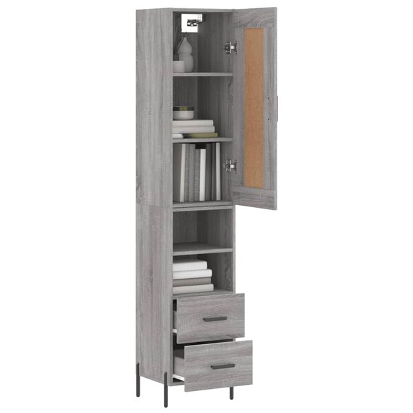 vidaXL Highboard gr&aring; sonoma 34,5x34x180 cm konstruert tre