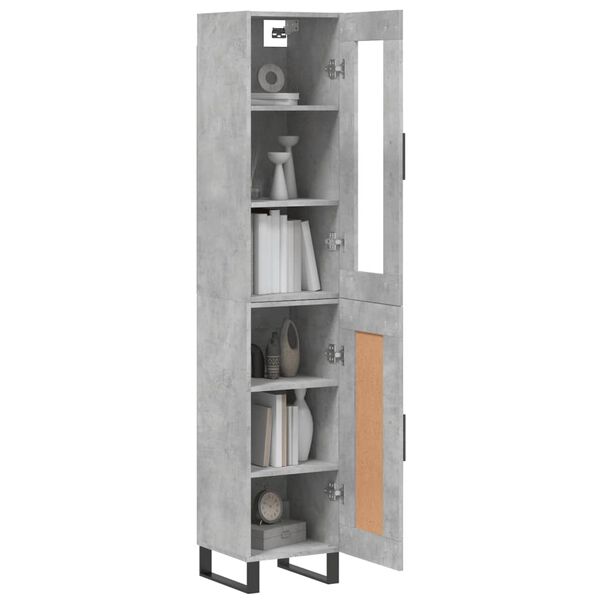 vidaXL Highboard betonggr&aring; 34,5x34x180 cm konstruert tre