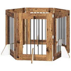 vidaXL Hundegate med stender 6 pcs Gammelt tre 60 x 80 cm