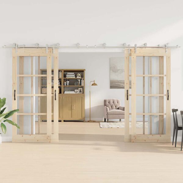 vidaXL Utstyrssett for skyvedør 400 cm rustfritt stål sølv