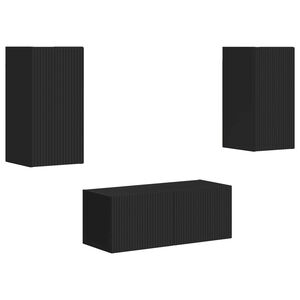 vidaXL TV-benksett Veggmontert 2 pcs Svart Konstruert tre