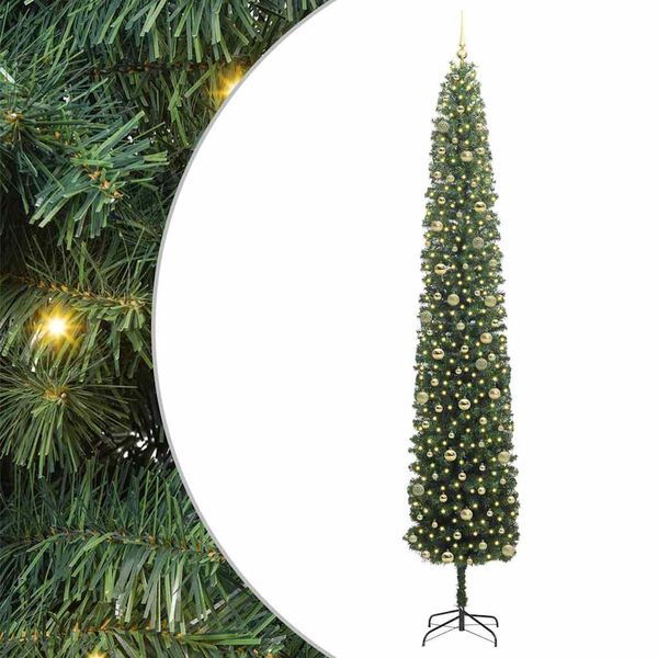 vidaXL Kunstig juletre med 300 LED gr&oslash;nn 300 cm PVC og st&aring;l og plast