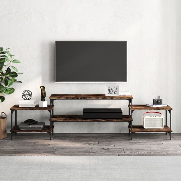 vidaXL TV-benk røkt eik 197x35x52 cm konstruert tre