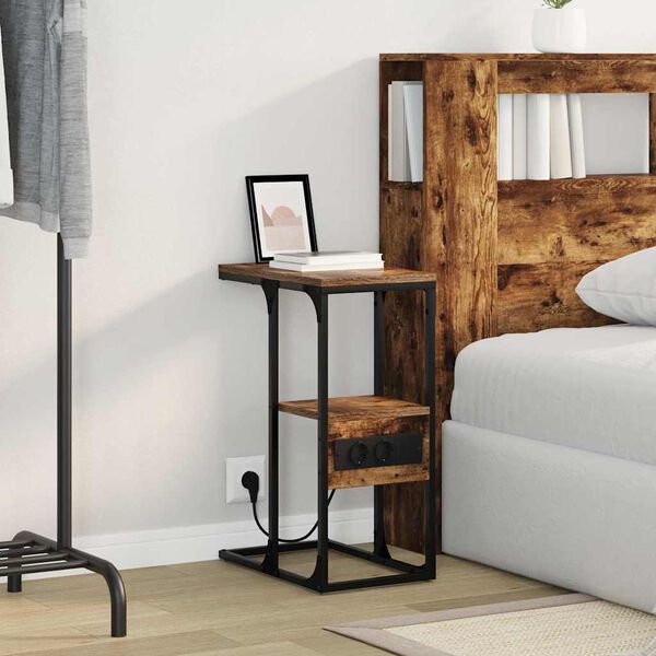 vidaXL Nattbordskap R&oslash;kt eik 41.5 x 26 x 60.5 cm Konstruert tre