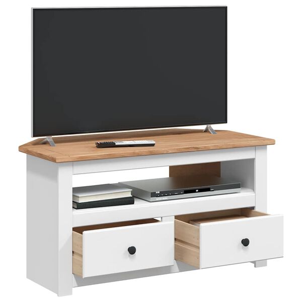 vidaXL TV-hj&oslash;rneskap hvit 93x49x49 cm heltre furu Panama Range