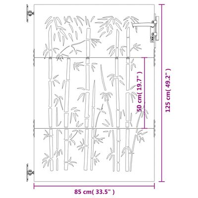 vidaXL Hageport 85x125 cm cortenstål bambusdesign