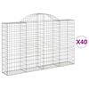 vidaXL Gabionkurver buede 40 stk 200x30x120/140 cm galvanisert jern