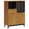 vidaXL Highboard med glassd&oslash;r FLAM 92x40x122,5 cm heltre furu