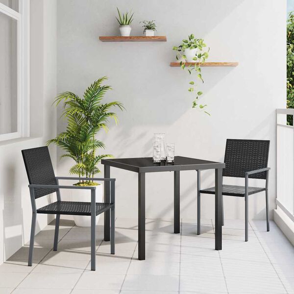 vidaXL Hage Spisegruppe 3 pcs Svart PE Rattan