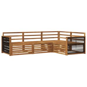 vidaXL Utend&oslash;rs sofa-sett 4 pcs Naturlig Solid akasietre