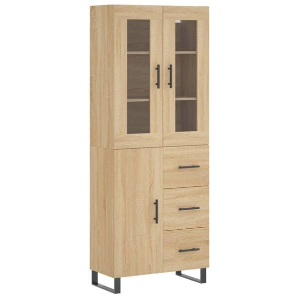 vidaXL Highboard sonoma eik 69,5x34x180 cm konstruert tre