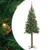 vidaXL Slim juletre med 150 LED gr&oslash;nn 150 cm PVC og Massivt Furu tre