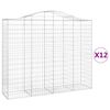 vidaXL Gabionkurver buede 12 stk 200x50x160/180 cm galvanisert jern