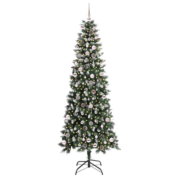 vidaXL Kunstig juletre med 300 LED gr&oslash;nn 240 cm PVC og plast og st&aring;l