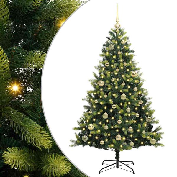 vidaXL Kunstig Hengt Julegran med 150 LED-lys gr&oslash;nn 150 cm PVC og PE