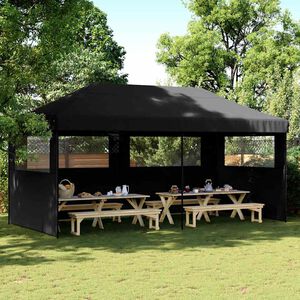 vidaXL Sammenleggbart partytelt pop-up med 3 sidevegger svart