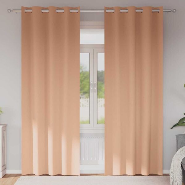 vidaXL M&oslash;rkleggende Gardiner med Ringer 2 pcs Lys Brun 225 x 140 cm