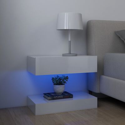 vidaXL TV-benk med LED-lys høyglans hvit 60x35 cm