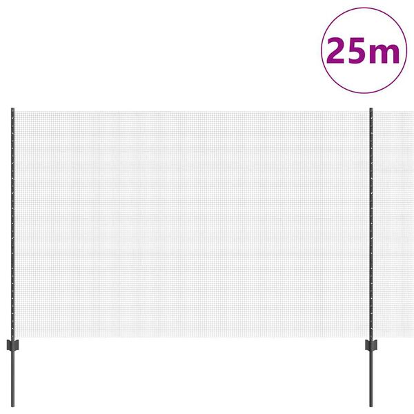 vidaXL Gjerde med stolpe Gr&aring; 1,6 x 25 m St&aring;l og PVC