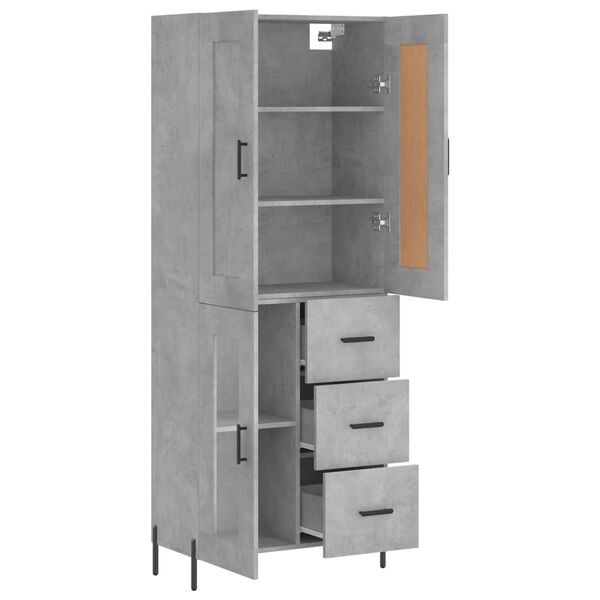 vidaXL Highboard betonggr&aring; 69,5x34x180 cm konstruert tre