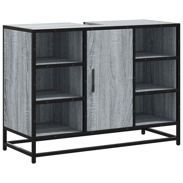 vidaXL Servantskap gr&aring; sonoma 80x33x60 cm konstruert tre