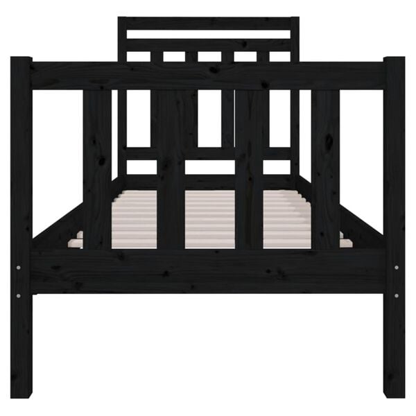 vidaXL Sengeramme svart 75x190 cm Small Single heltre