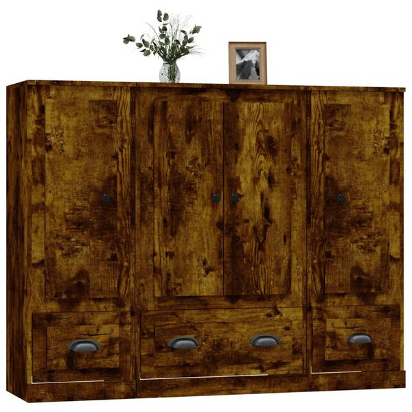 vidaXL Highboards 3 stk r&oslash;kt eik konstruert tre