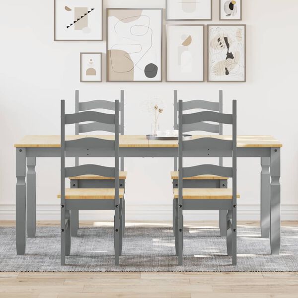 vidaXL Spisestue 5 deler Panama gr&aring; heltre furu