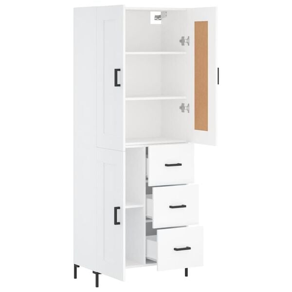 vidaXL Highboard hvit 69,5x34x180 cm konstruert tre