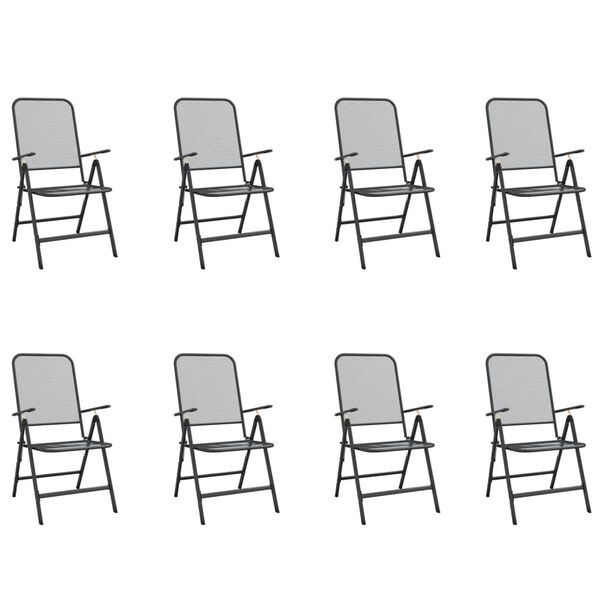 vidaXL Utendørs spisestue 9 deler antrasitt metallnetting