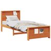 vidaXL Sengestamme med hylle Vokset Brun 80 x 200 cm Massiv furu