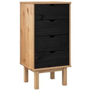 vidaXL Kommode med skuff OTTA Svart 45 x 39 x 90 cm Heltre furu