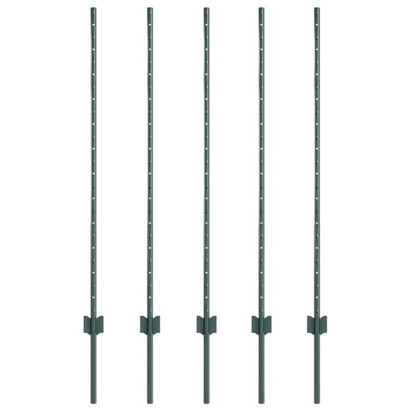 vidaXL Gjerdep&aring;le 5 pcs gr&oslash;nn 120 cm St&aring;l
