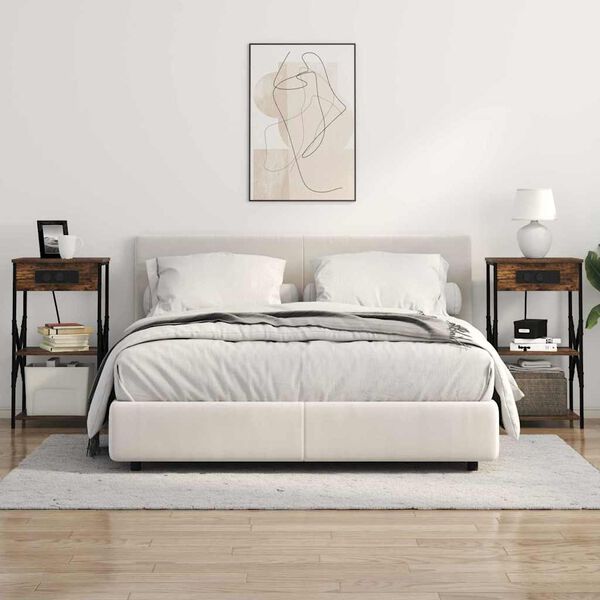 vidaXL Nattbordskap med hylle R&oslash;kt eik 41 x 31 x 76 cm Konstruert tre