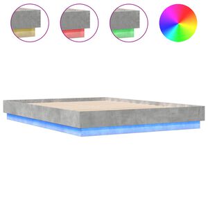 vidaXL Sengeramme med LED-lys betonggr&aring; 150x200 cm