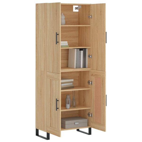 vidaXL Highboard sonoma eik 69,5x34x180 cm konstruert tre
