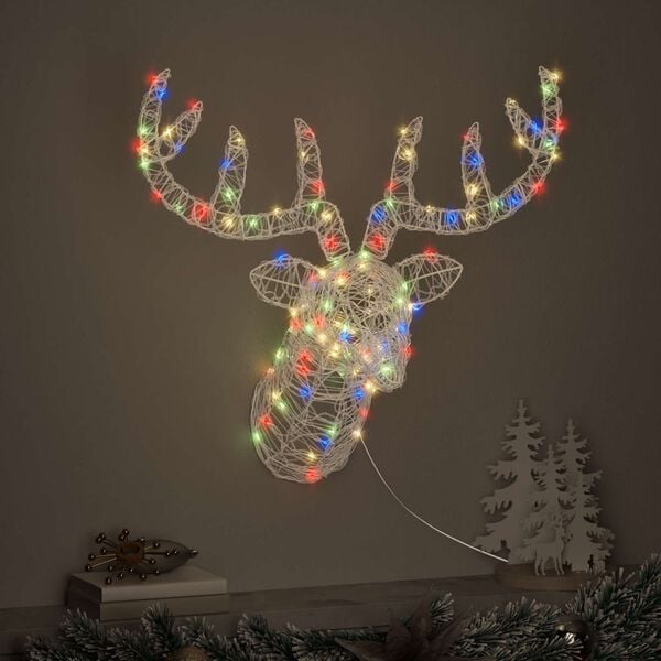 vidaXL Rudolf hode med 140 LED fargerik 60 cm Akryl