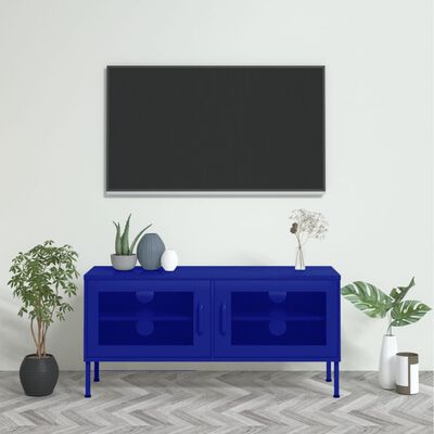 vidaXL TV-benk marineblå 105x35x50 cm stål