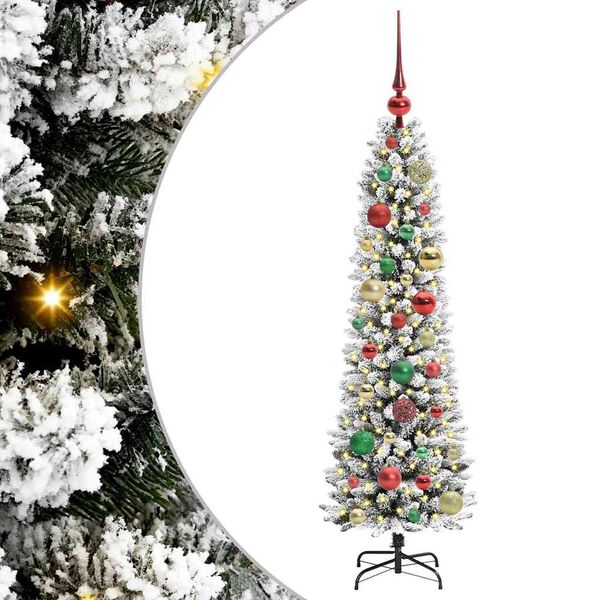 vidaXL Kunstig juletre med 150 LED Hvit 120 cm PVC og Metall og Plast