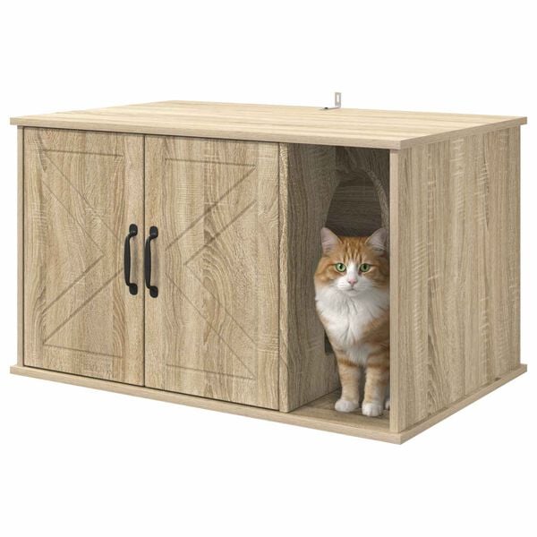 vidaXL Katt Hus Sonoma 85 x 55 x 50 cm Konstruert tre