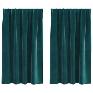 vidaXL Blendingsgardiner 2 pcs M&oslash;rkegr&oslash;nn 140 x 140 cm Fl&oslash;yel