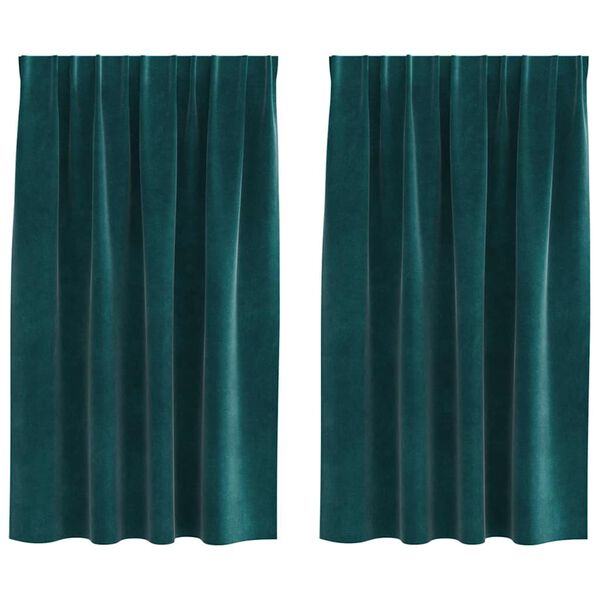 vidaXL Blendingsgardiner 2 pcs M&oslash;rkegr&oslash;nn 140 x 140 cm Fl&oslash;yel