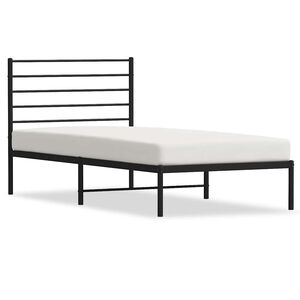 vidaXL Sengeramme i metall med hodegavl svart 75x190 cm