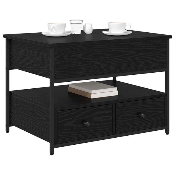 vidaXL Kaffebord med skuff Svart Eik 70 x 50 x 54.5 cm Konstruert tre