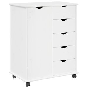 vidaXL Rullende skap 63,5 x 39 x 79 cm Massiv furu Hvit