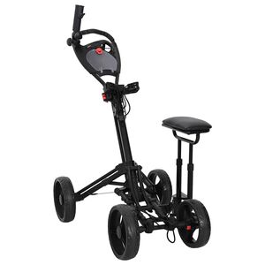 vidaXL Golf Trolley med sete Svart Aluminium Sammenleggbar