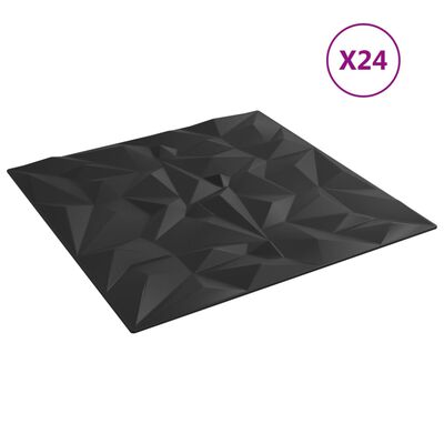 vidaXL Veggpaneler 24 stk svart 50x50 cm XPS 6 m² ametyst