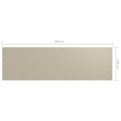 vidaXL Balkongskjerm beige 120x400 cm oxfordstoff