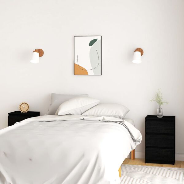 vidaXL Nattbord 2 stk svart 40x29,5x64 cm heltre furu