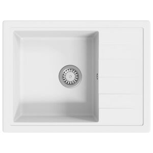 vidaXL Vask med overl&oslash;pshull oval hvit granitt